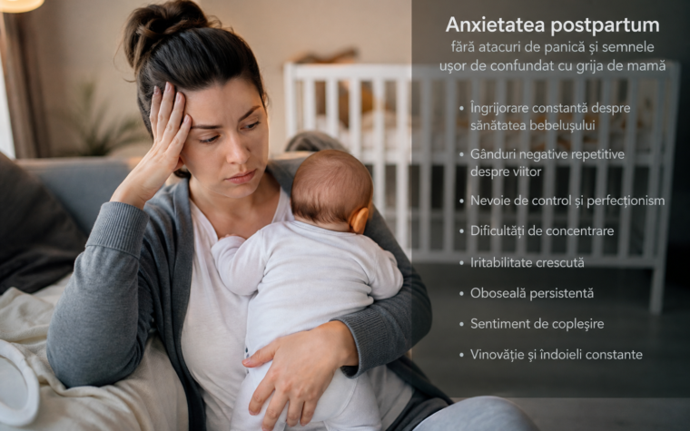 Anxietatea postpartum fără atacuri de panică și semnele ușor de confundat cu grija de mamă